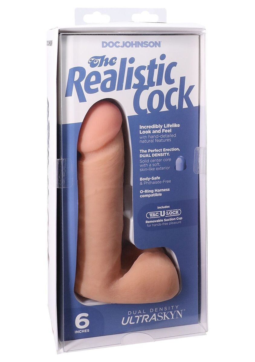 Фаллоимитатор Doc Johnson The Realistic Cock 6 inch White &mdash; ULTRASKYN, Vack-U-Lock, диаметр 4,3 см