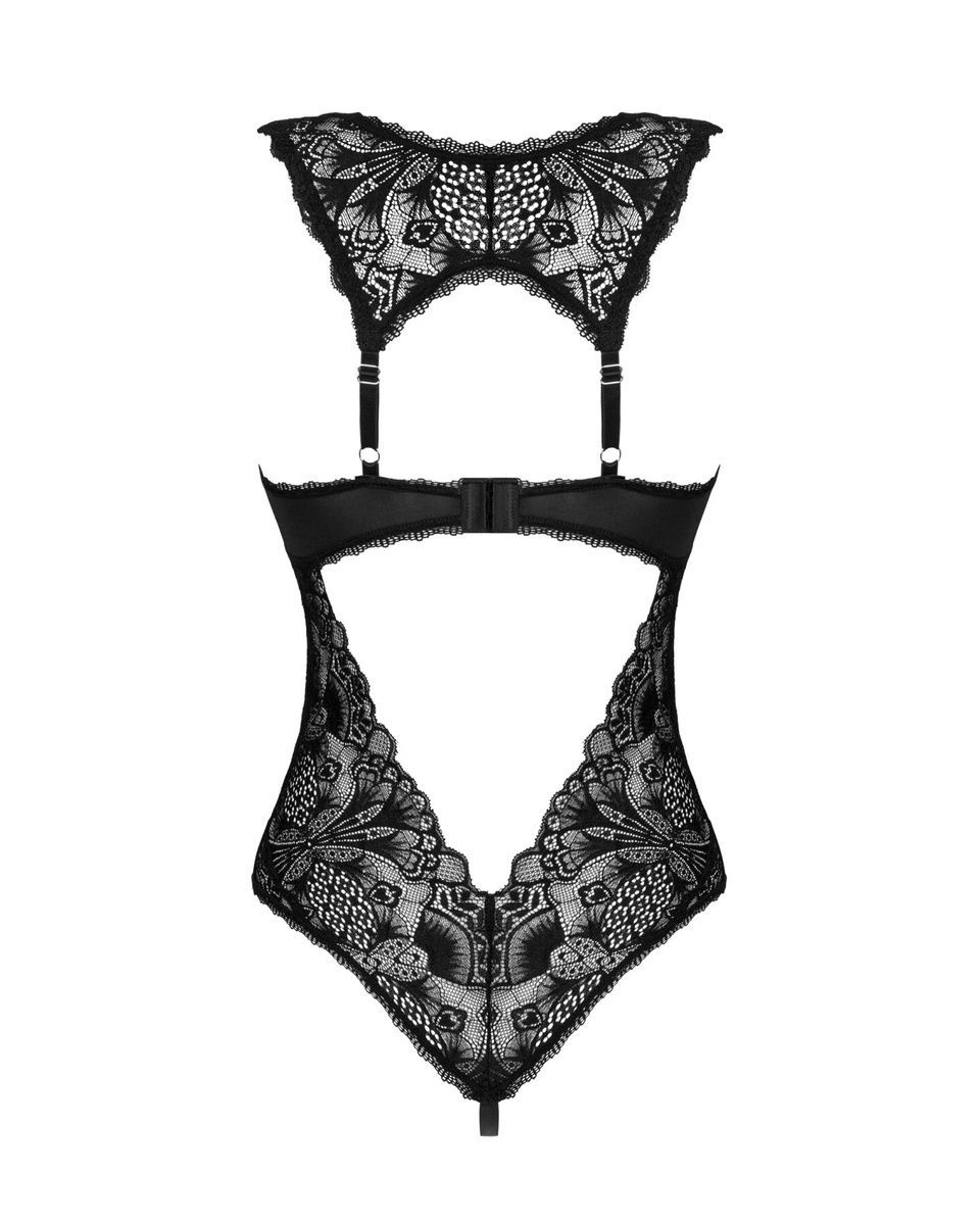 Мереживне боді Obsessive Donna Dream crotchless teddy Black, відкритий доступ, XS/S