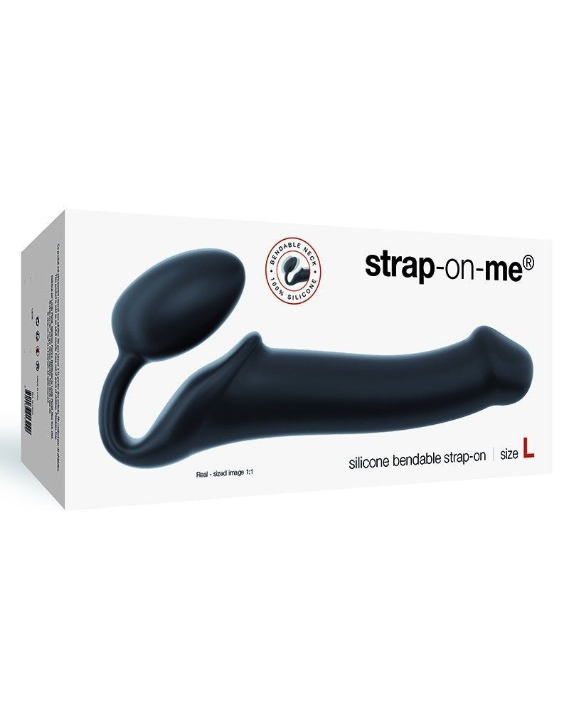 Безремневой страпон Strap-On-Me Black L, полностью регулируемый, диаметр 3,7см