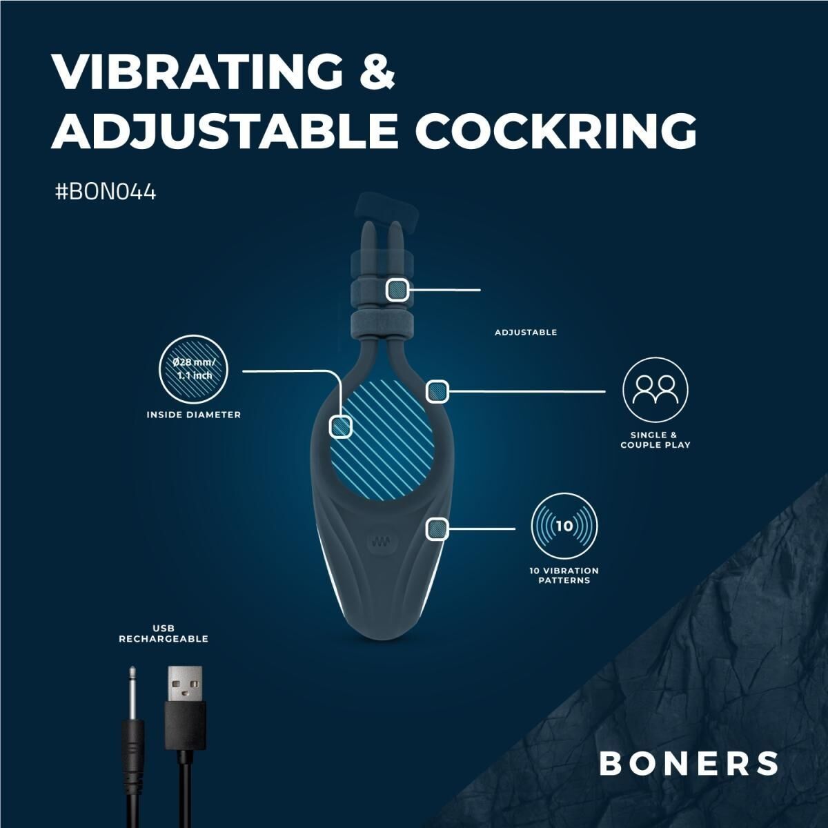 Эрекционное кольцо Boners Adjustable Cockring
