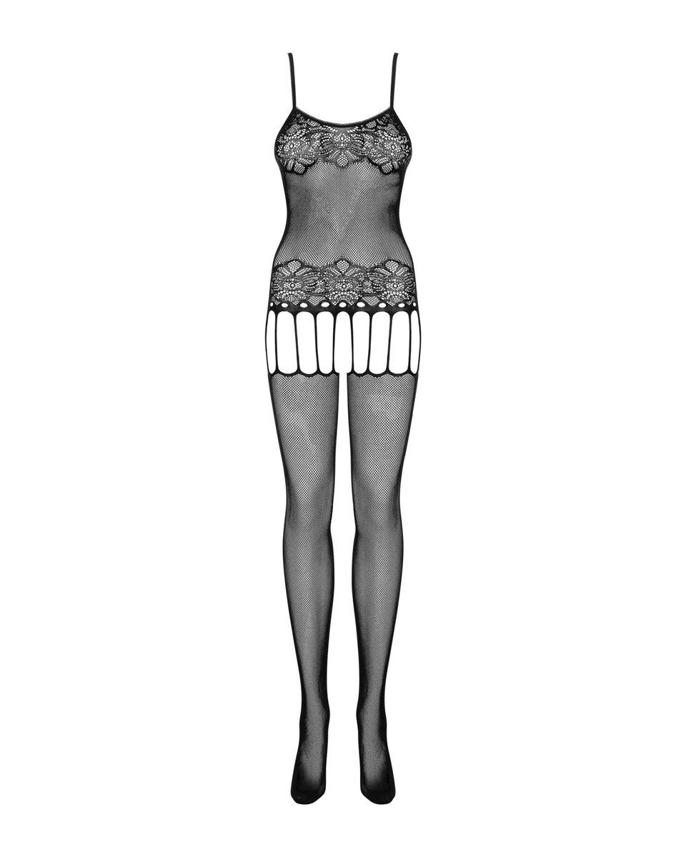 Бодистокинг Obsessive Bodystocking F235 S/M/L, тонкие подвязки, нежный декор, сеточка
