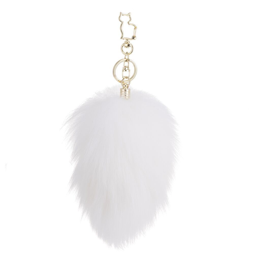 Металева анальна пробка Кролячий хвост LOCKINK SEVANDA White Bunny-Tail Anal Pear-shape Plug, S