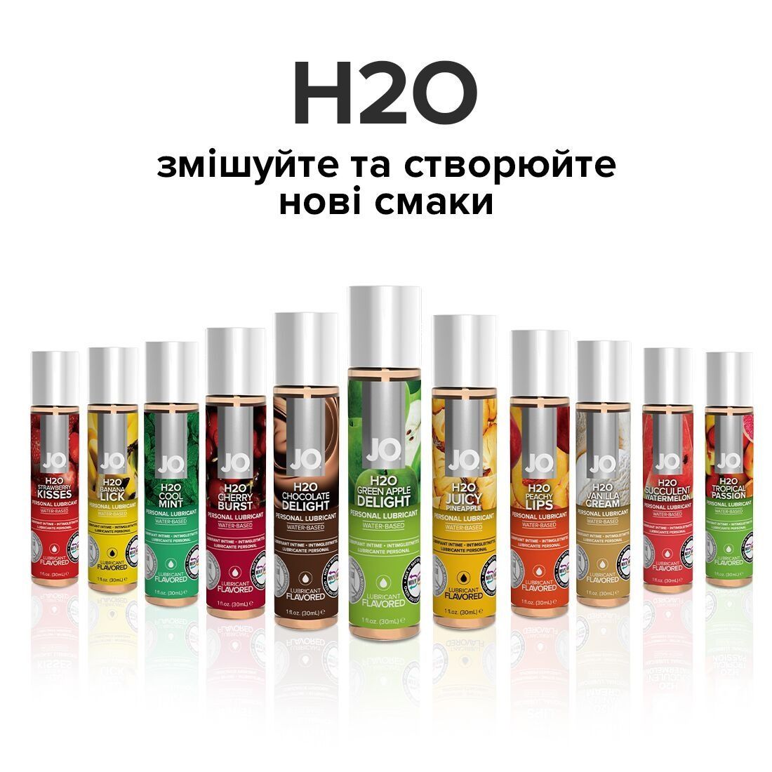 Змазка на водній основі JO H2O &mdash; Green Apple (120 мл) без цукру, рослинний гліцерин