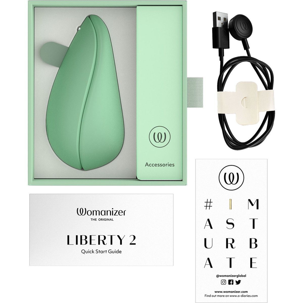 Вакуумный клиторальный стимулятор Womanizer Liberty 2 Sage, 8 режимов, магнитная крышечка