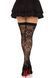 Чулки Leg Avenue Wild rose net thigh highs, One Size, черные, широкая резинка, рисунок-розы