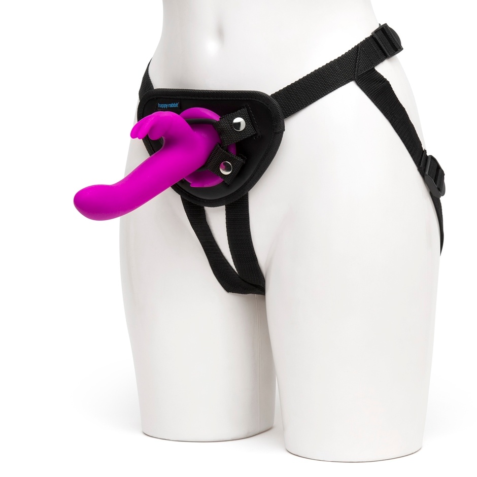 Страпон -кролик с вибрацией и трусиками Happy Rabbit Rechargeable Vibrating Strap-On Harness Set