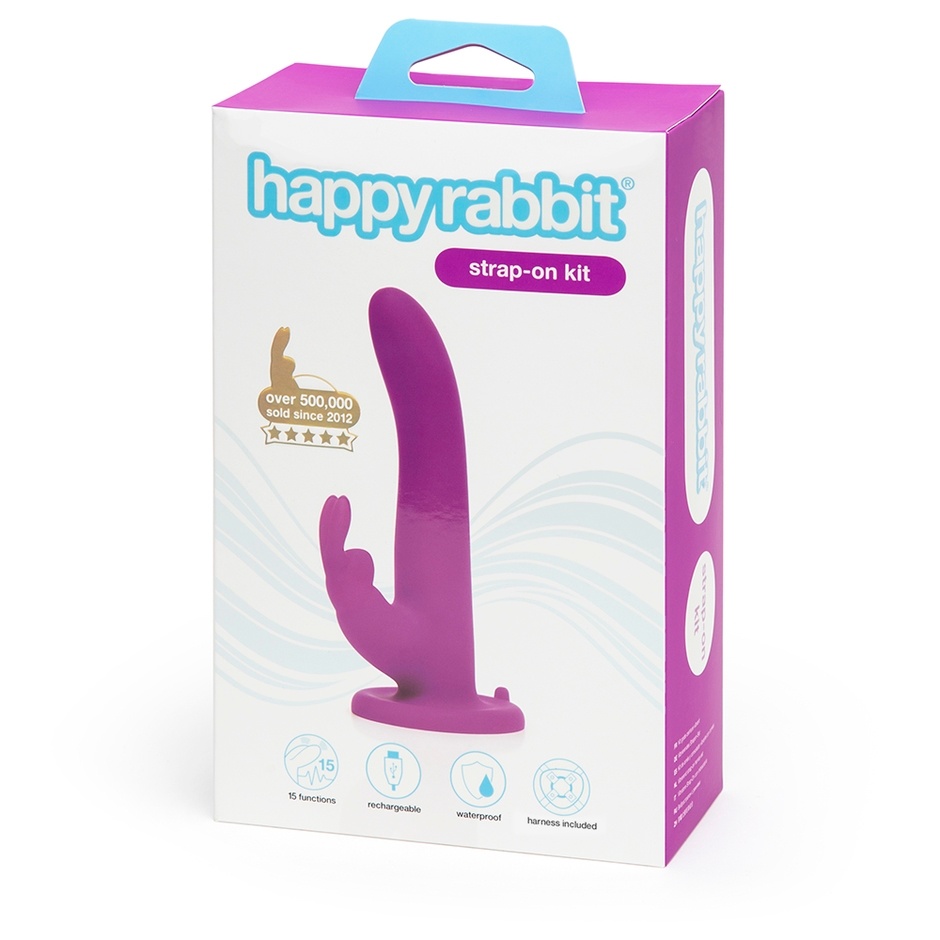 Страпон -кролик с вибрацией и трусиками Happy Rabbit Rechargeable Vibrating Strap-On Harness Set