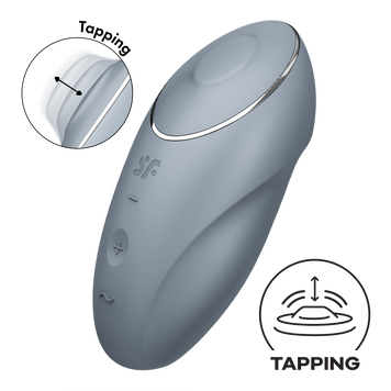 Вибростимулятор-пульсатор Satisfyer Tap & Climax 1 Bluegrey, эффект постукивания пальцем, 2 мотора