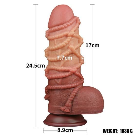 Фалоімітатор Dual-Layered Silicone Cock With Rope 9.5" Flesh