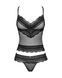 Полупрозрачный набор с украшениями Obsessive Ivannes top & thong, черный, топ и танга, S/M