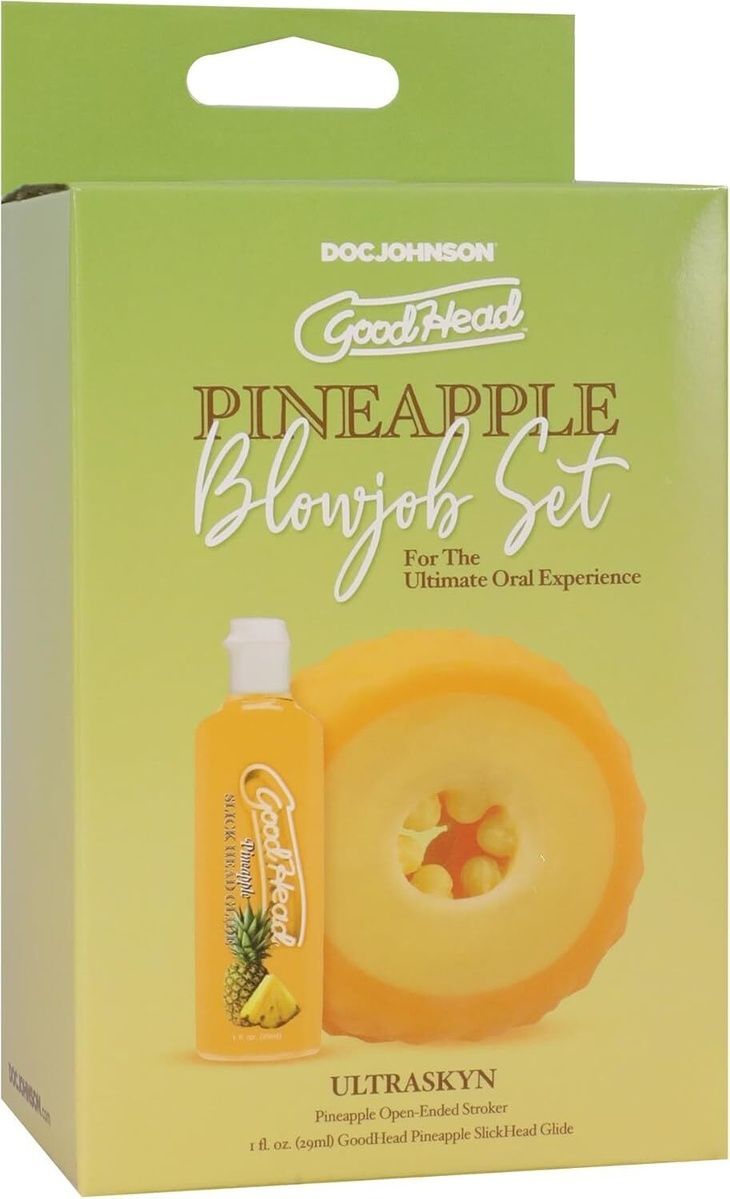 Набор для минета Doc Johnson GoodHead Pineapple Blowjob Set: мастурбатор, лубрикант, восстанавливающее средство
