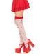 Панчохи Leg Avenue Polka Dot Mushroom Thigh Highs, One Size, біло-червоні, на резинці, малюнок &mdash; гриби