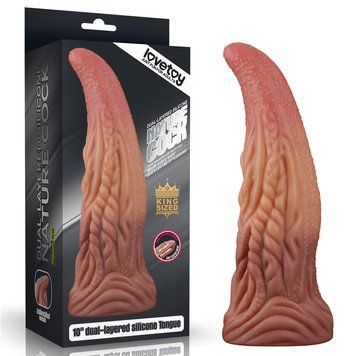 Фаллоимитатор LoveToy Dual-Layered Silicone Tongue 10" Brown