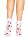 Шкарпетки жіночі з полуничним принтом Leg Avenue Strawberry ruffle top anklets One size, мереживні м