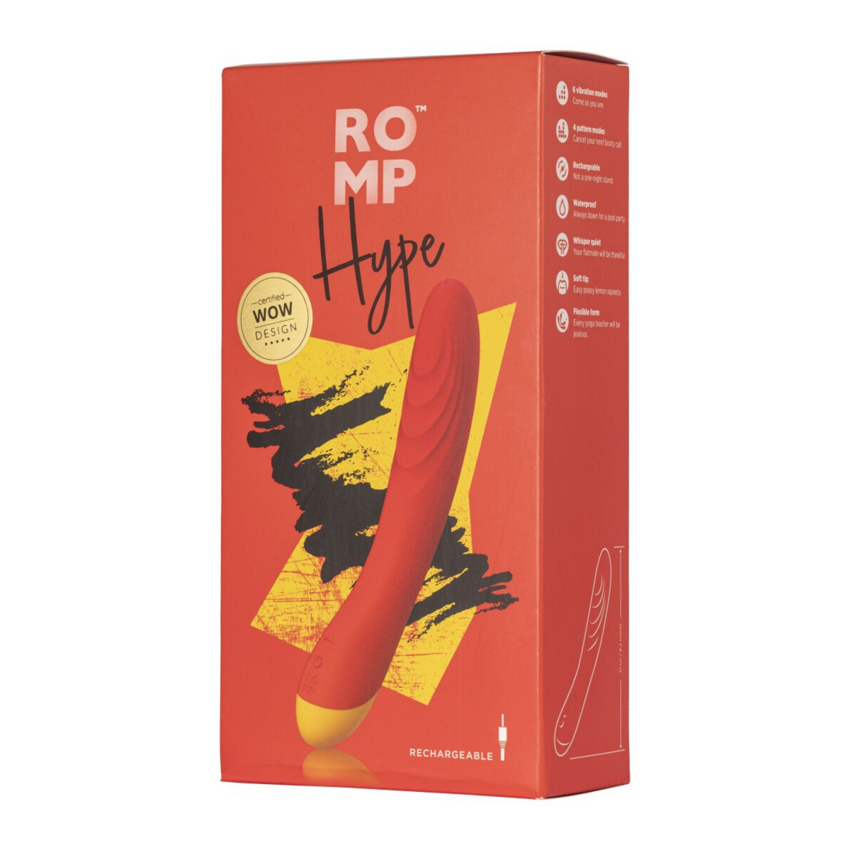 Вибратор для точки G и клитора Romp Hype, гибкий, особенно мягкая головка, 10 вариантов стимуляции