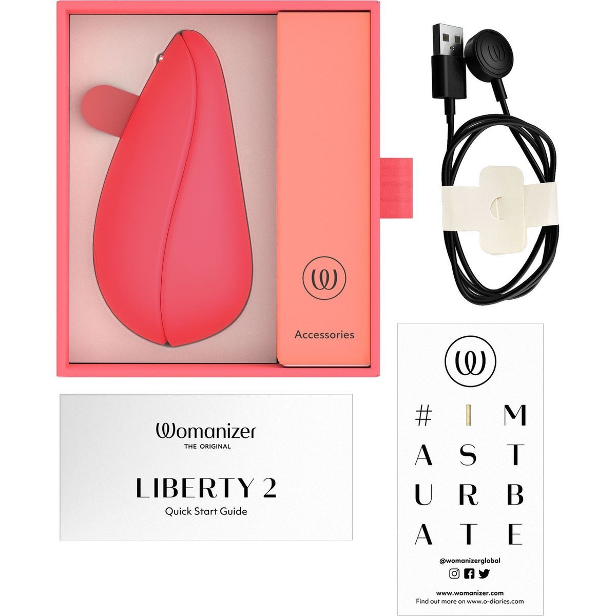 Вакуумный клиторальный стимулятор Womanizer Liberty 2 Vibrant Rose, 8 режимов, магнитная крышечка
