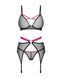 Комплект Obsessive Novenes 3-pcs set, прозрачный лиф на косточках, стринги, пояс, XS/S