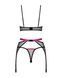Комплект Obsessive Novenes 3-pcs set, прозрачный лиф на косточках, стринги, пояс, XS/S