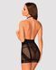 Полупрозрачная сорочка с открытой грудью Obsessive Lacrisia chemise, черная, с чокером, XS/S