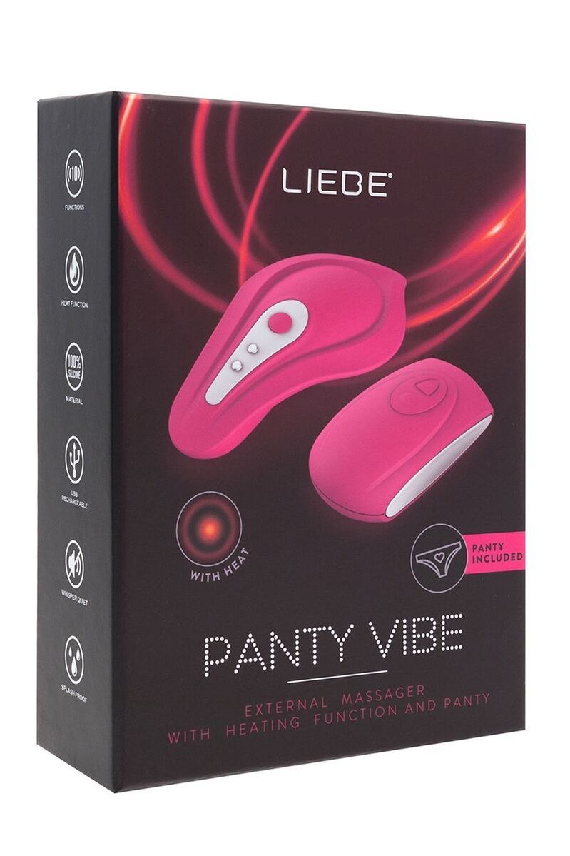Вибратор в трусики Liebe Panty Vibe Recargable Cerise, нагрев до 39 &deg;C, пульт, трусики S-M в комплекте
