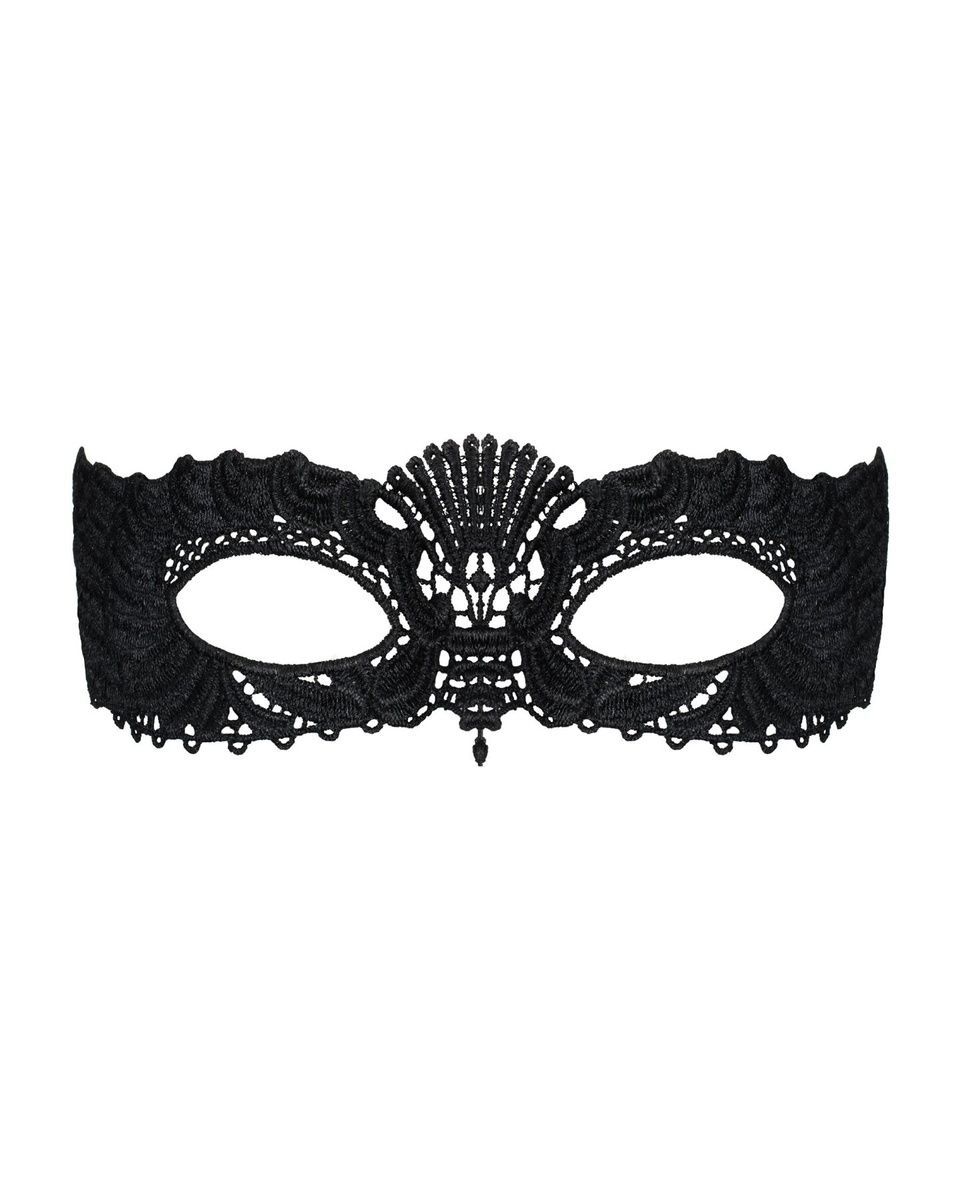 Кружевная маска Obsessive A700 mask, единый размер, черная