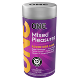 Презервативи ONE Mixed Pleasures, 12 шт, 6 видів, подарункове паковання-тубус