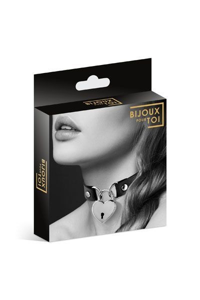 Чокер с замочком-сердечком Bijoux Pour Toi - HEART LOCK Black, экокожа