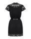 Сатиновий відкритий пеньюар на поясі Obsessive 810-PEI&ndash;1 peignoir black, чорний, S/M