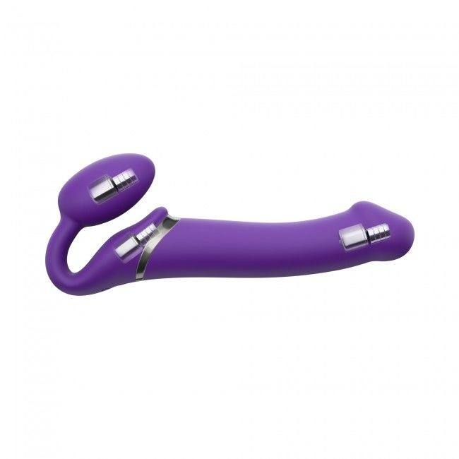 Безремінний страпон з вібрацією Strap-On-Me Vibrating Violet M, діаметр 3,3 см