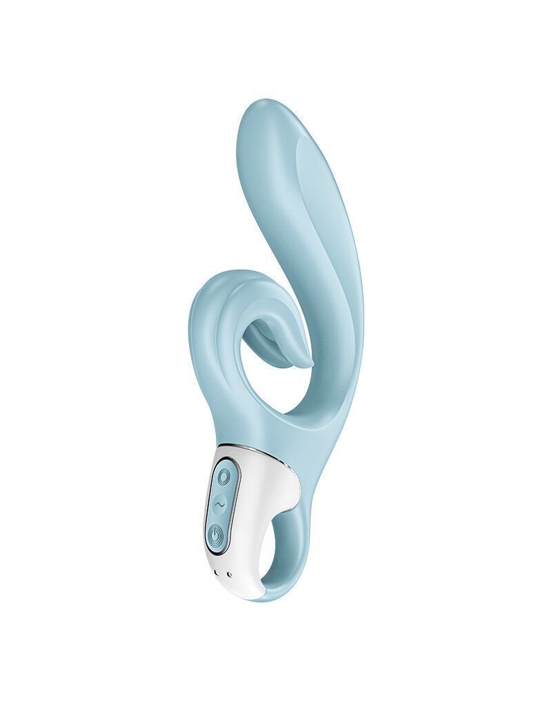 Вибратор-кролик Satisfyer Love Me Blue, гибкий, отросток с тройным кончиком