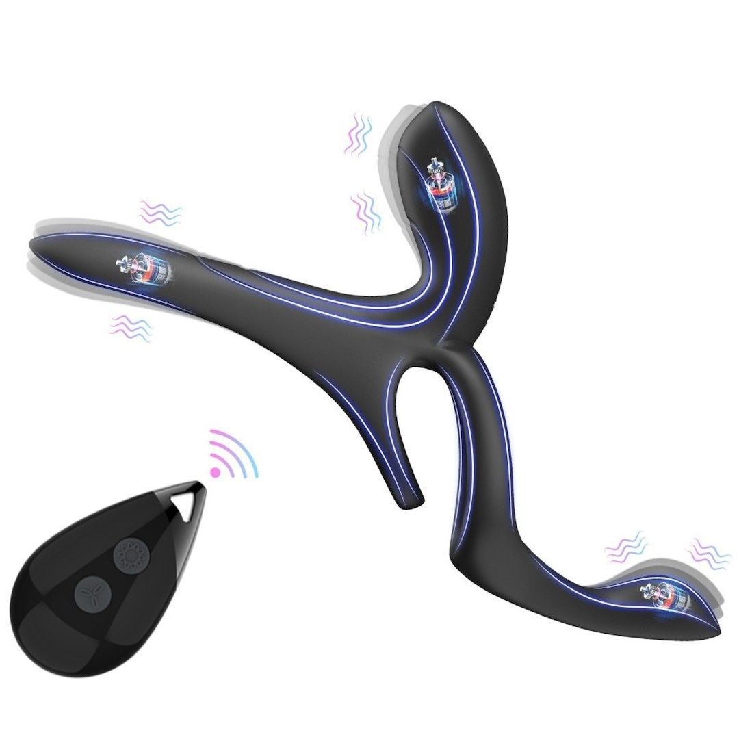 Вібраційне ерекційне кільце Erospace Men&rsquo;s Play Vibrating Cock Ring With Clitoral & Taint Stimulation B11