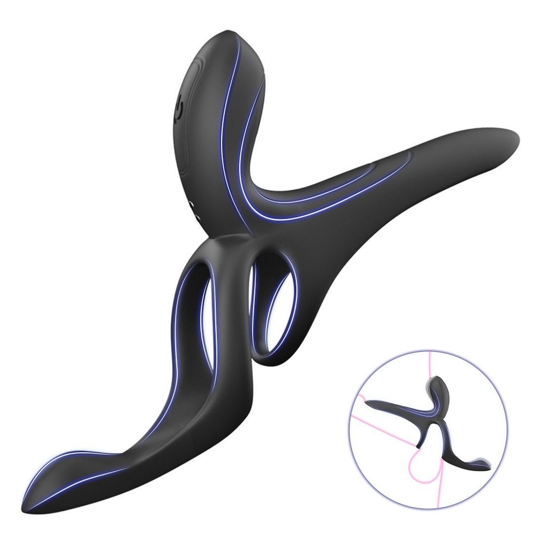 Вібраційне ерекційне кільце Erospace Men&rsquo;s Play Vibrating Cock Ring With Clitoral & Taint Stimulation B11