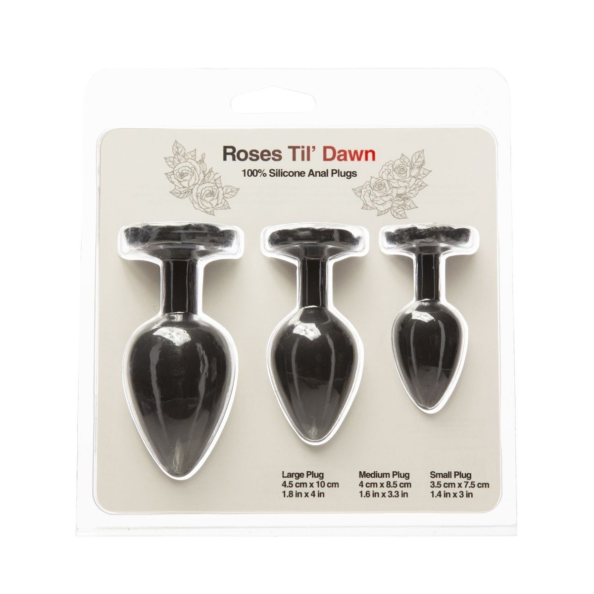 Набір силіконових анальних пробок BMS Roses Til&rsquo; Dawn Silicone Anal Plug Kit Starter Kit Black