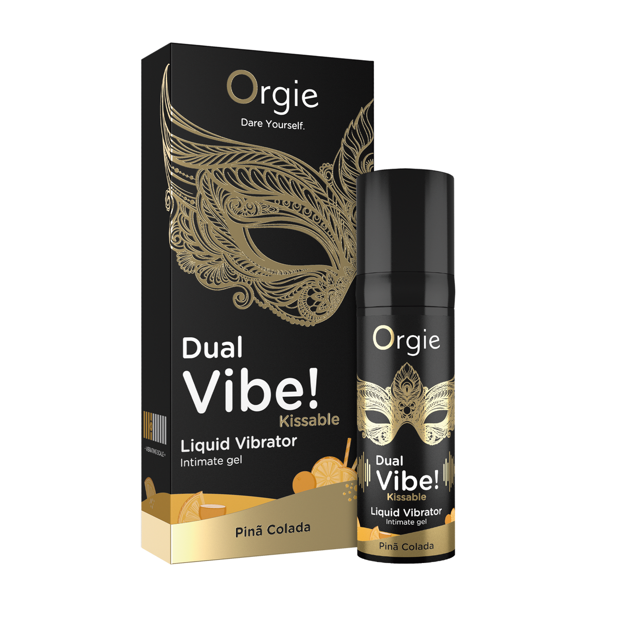 Рідкий вібратор Orgie Dual Vibe! Pina Colada Kissable Liquid Vibrator, 15 мл