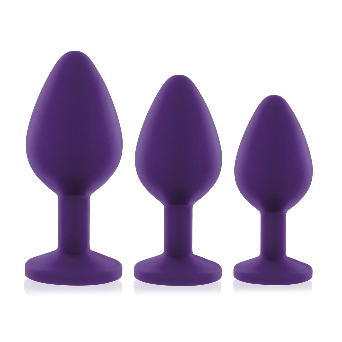 Набір анальних пробок із кристалом Rianne S: Booty Plug Set Purple (d - 2,7см, 3,5см, 4,1см)