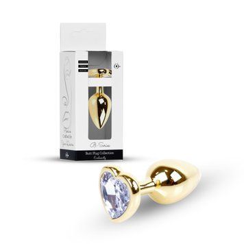 Анальная пробка Jewellery Gold Heart Plug Clear, 2,7 см