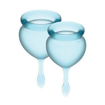 Набор менструальных чаш Satisfyer Feel Good (light blue), 15 мл и 20 мл + мешочек