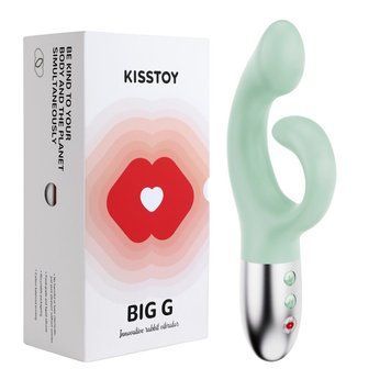 Вібратор-кролик для точки G KISTOY Big G Green, вигнутий відросток, автоматичний підігрів