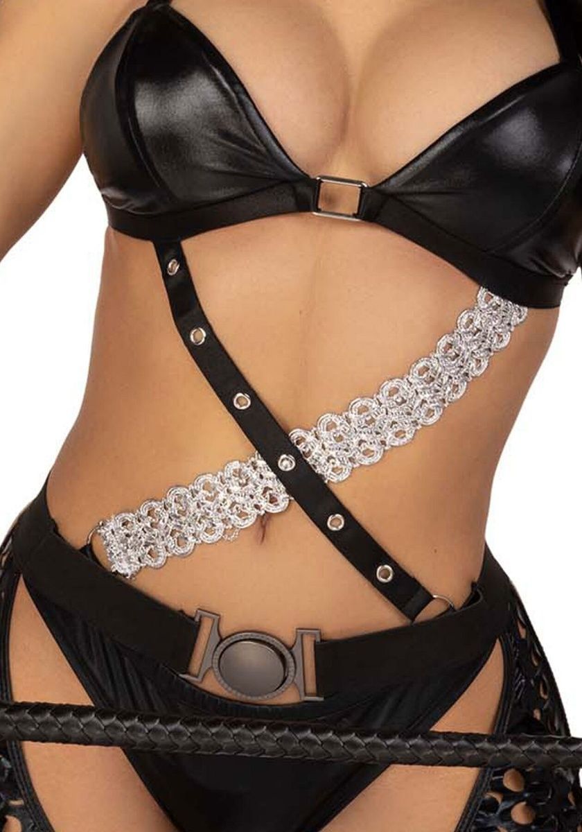 Эротический костюм кошечки-госпожи Leg Avenue Mistress Kitty, перчатки, комбинезон, маска, XS