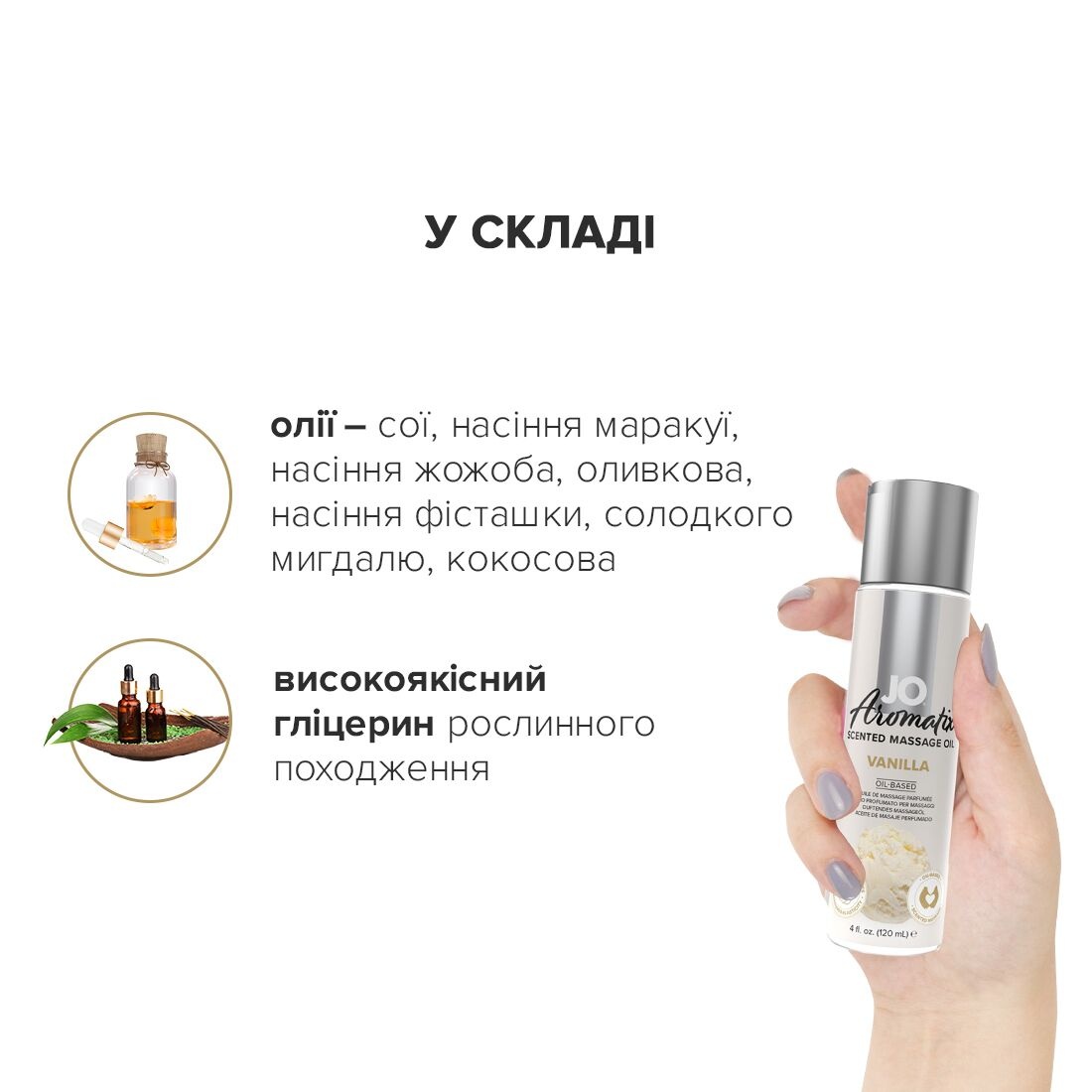 Натуральна масажна олія System JO Aromatix- Vanilla, 120 мл.