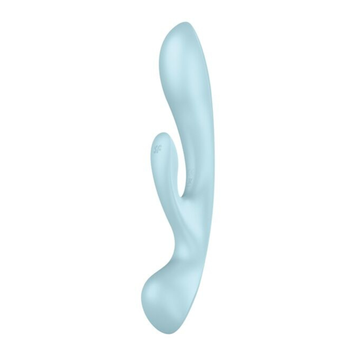 Двосторонній вібратор-кролик Satisfyer Triple Oh Light Blue, 3 мотори, руків&rsquo;я-масажер
