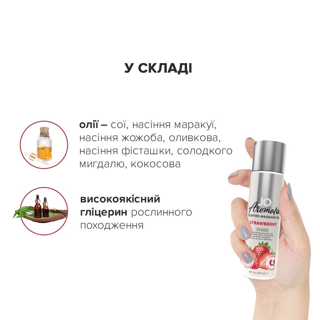 Натуральна масажна олія System JO Aromatix - Strawberry, 120 мл