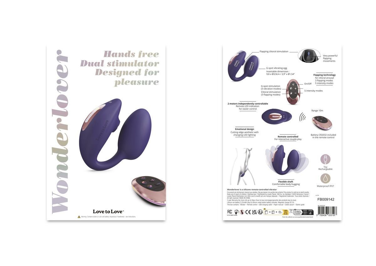 Виброяйцо с вакуумной клиторальной стимуляцией Love To Love Wonderlover MIDNIGHT INDIGO