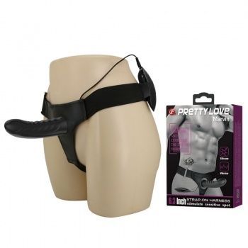 Страпон с вибрацией Pretty Love Marvin Vibrating StrapOn Harness Black, 16.2 см