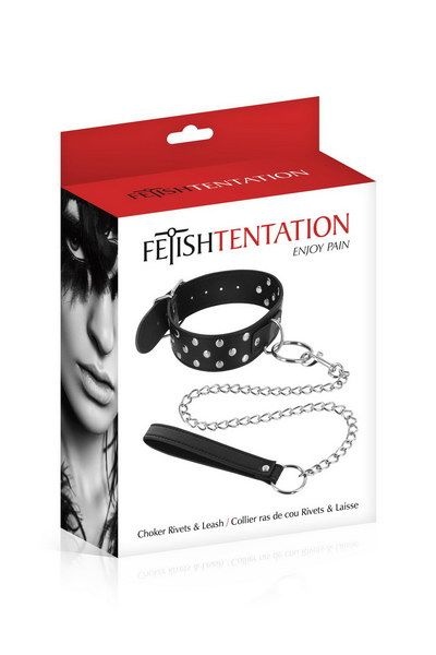 Ошейник заклепками и с поводком Fetish Tentation Rivets and Leash