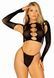 Комплект безшовної білизни Leg Avenue Long sleeve crop top & string Black, One Size, топ, стрінги