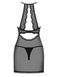 Прозрачная сорочка с открытой грудью Obsessive Pearlove chemise & thong black S/M, трусики