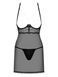 Прозрачная сорочка с открытой грудью Obsessive Pearlove chemise & thong black S/M, трусики