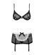 Эротический костюм горничной Obsessive Maidme set 5pcs, бюстгальтер, пояс с фартуком, чулки, S/M