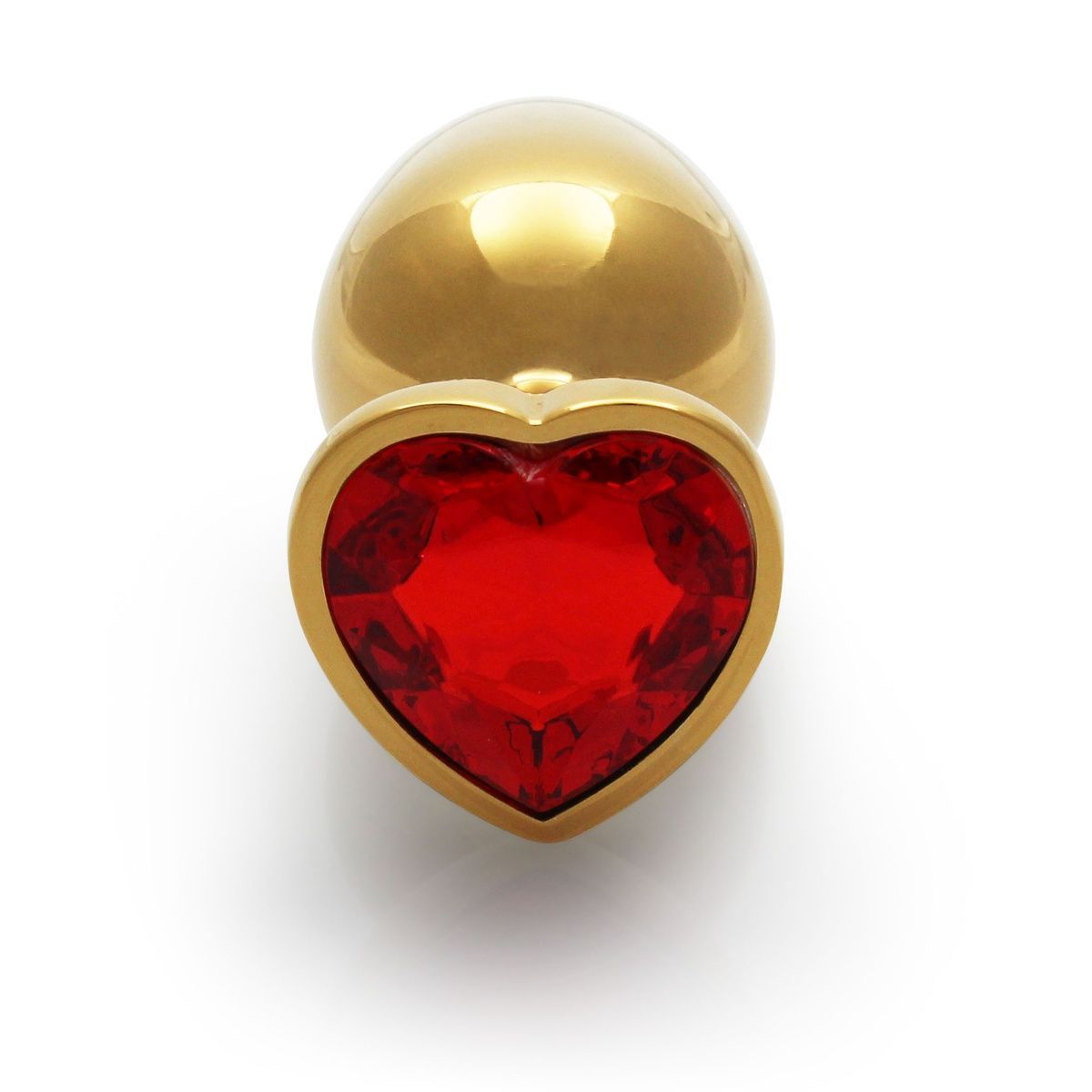 Металлическая анальная пробка Heart Gem, размер M цвет: золотистый/красный Ouch!